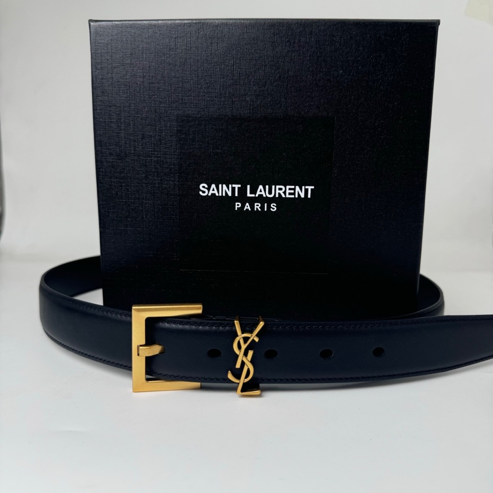 Saint Laurent Black Belt Bag with Gold Accents